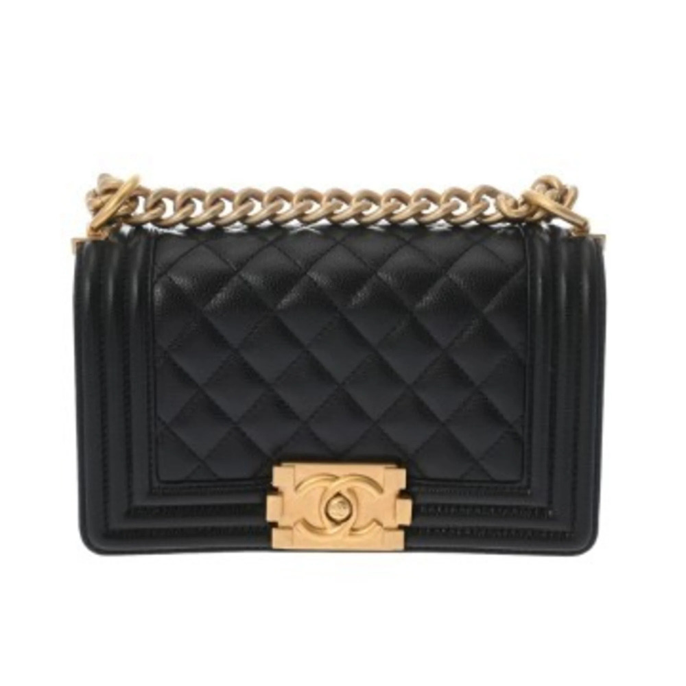 CHANEL Boy Chanel Small Handbag 20cm Black A67085 Women's Caviar Skin Shoulde...